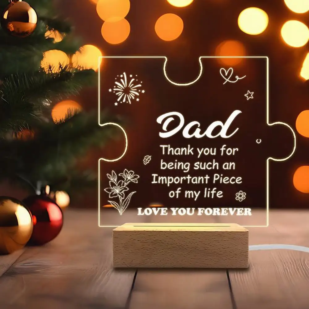 قطعة واحدة من ملحقات التصوير الفوتوغرافي المضيئة من الأكريليك، قاعدة USB، هدية للأب، تماثيل ألغاز #1