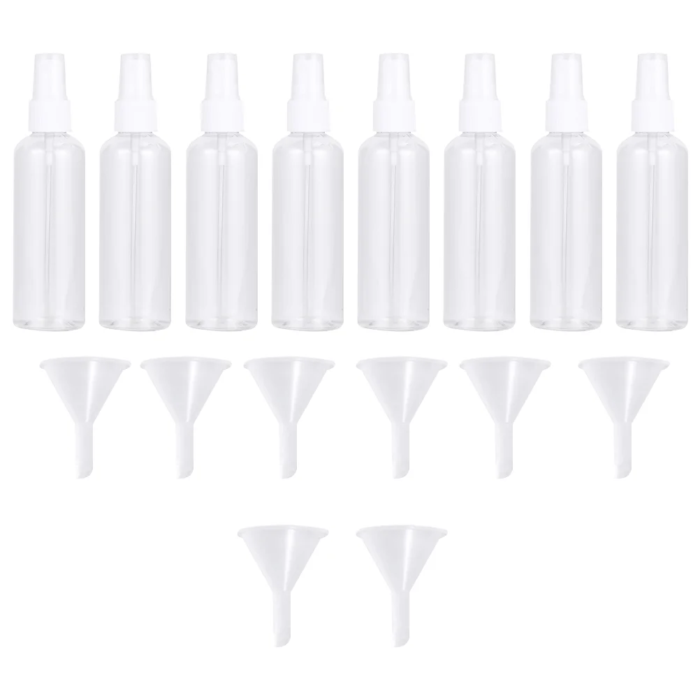 

1 Set of 16pcs 30ml Spray Bottles with Funnel Empty Plastic Refillable Atomiser Travel Bottles (4PCS White Bottles 4PCS Purple