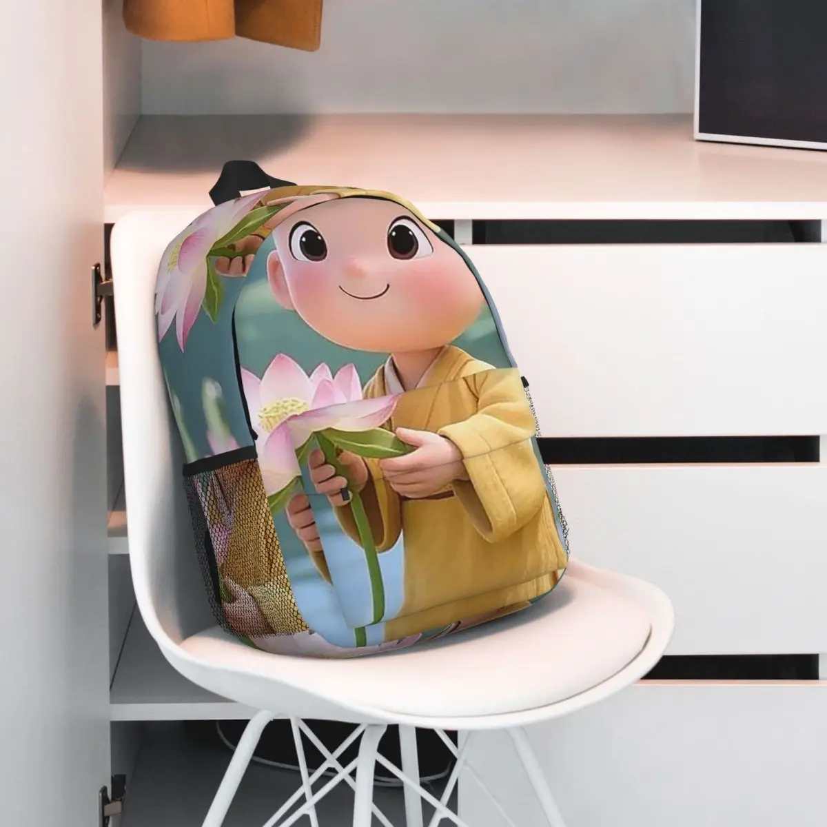 Cartoon Monk Cute Backpack Student BookBag Kids School Bag Laptop Shoulder Bags for Men Women