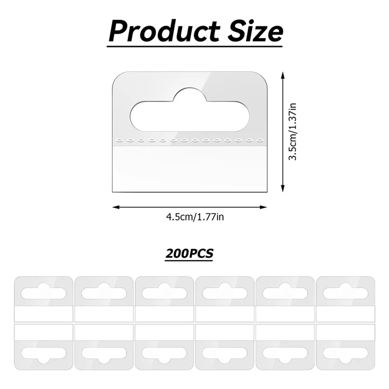 Hang Tabs, 200 Pcs Clear Sticky Hanging Tabs Slot Hole Self Adhesive Plastic Hang Tags, 4.5 X 3.5Cm