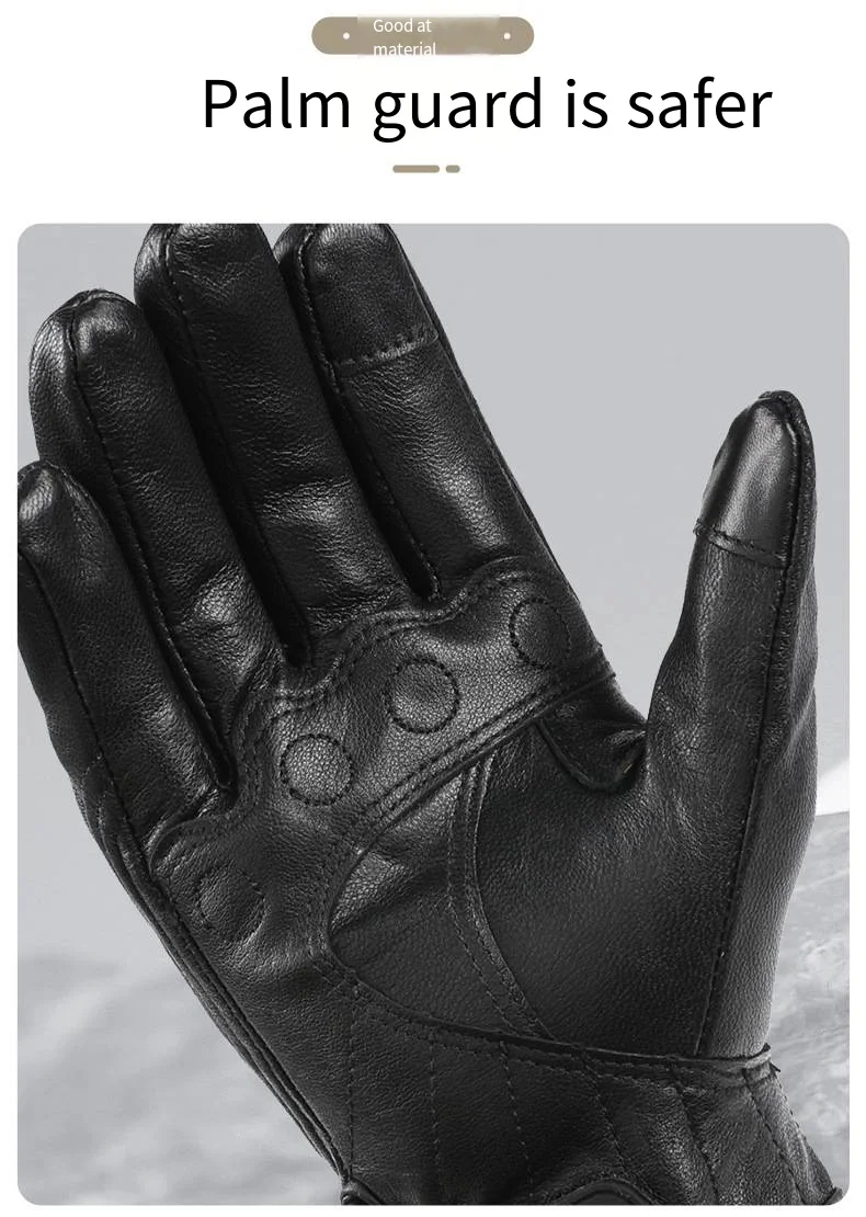 Guantes táctiles De piel De cabra auténtica para hombre, manoplas deportivas para ciclismo, carreras De motos, novedad