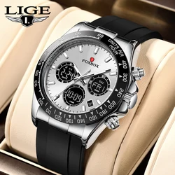 LIGE New Watches for Men Military Sport  Water Resistant Soft Silicone Strap Man Watch Clock Luxury Luminous Male Wristwatches