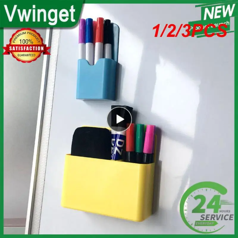 

1/2/3PCS Color Desktop Pen Holder Magnetic Whiteboard Mark Pen Storage Box Office School Plastic Box Desk Pen Pencil Organizer