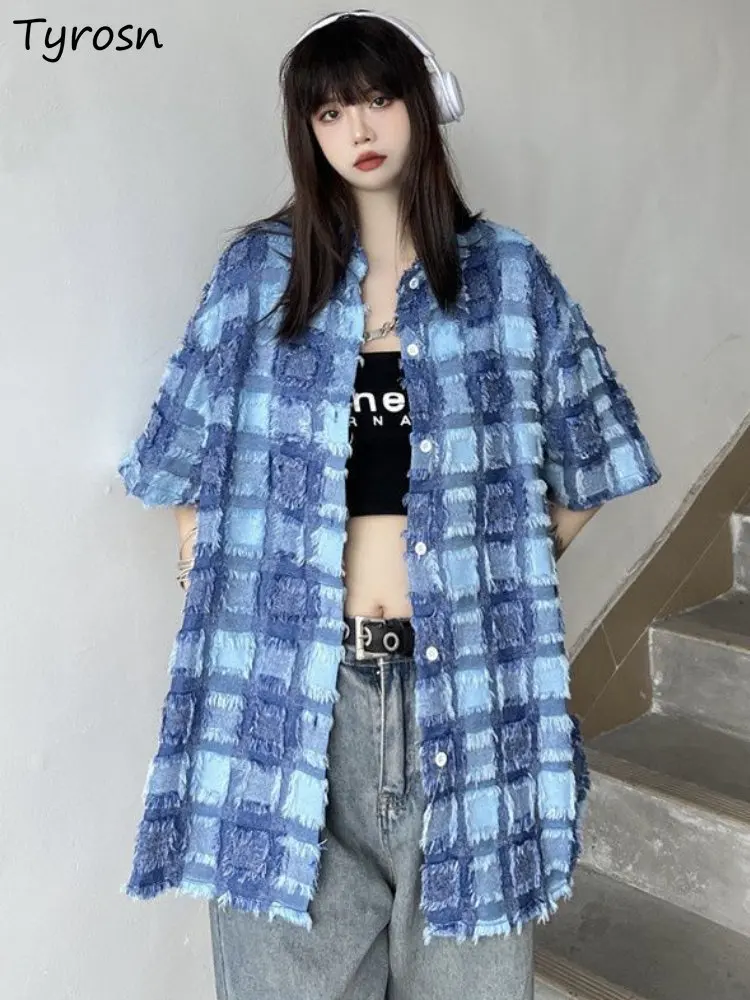 

Jackets Women Plaid Retro Design Loose Personality Summer Korean Style Simple Daily New Streetwear Ladies Casual Chic Creativity