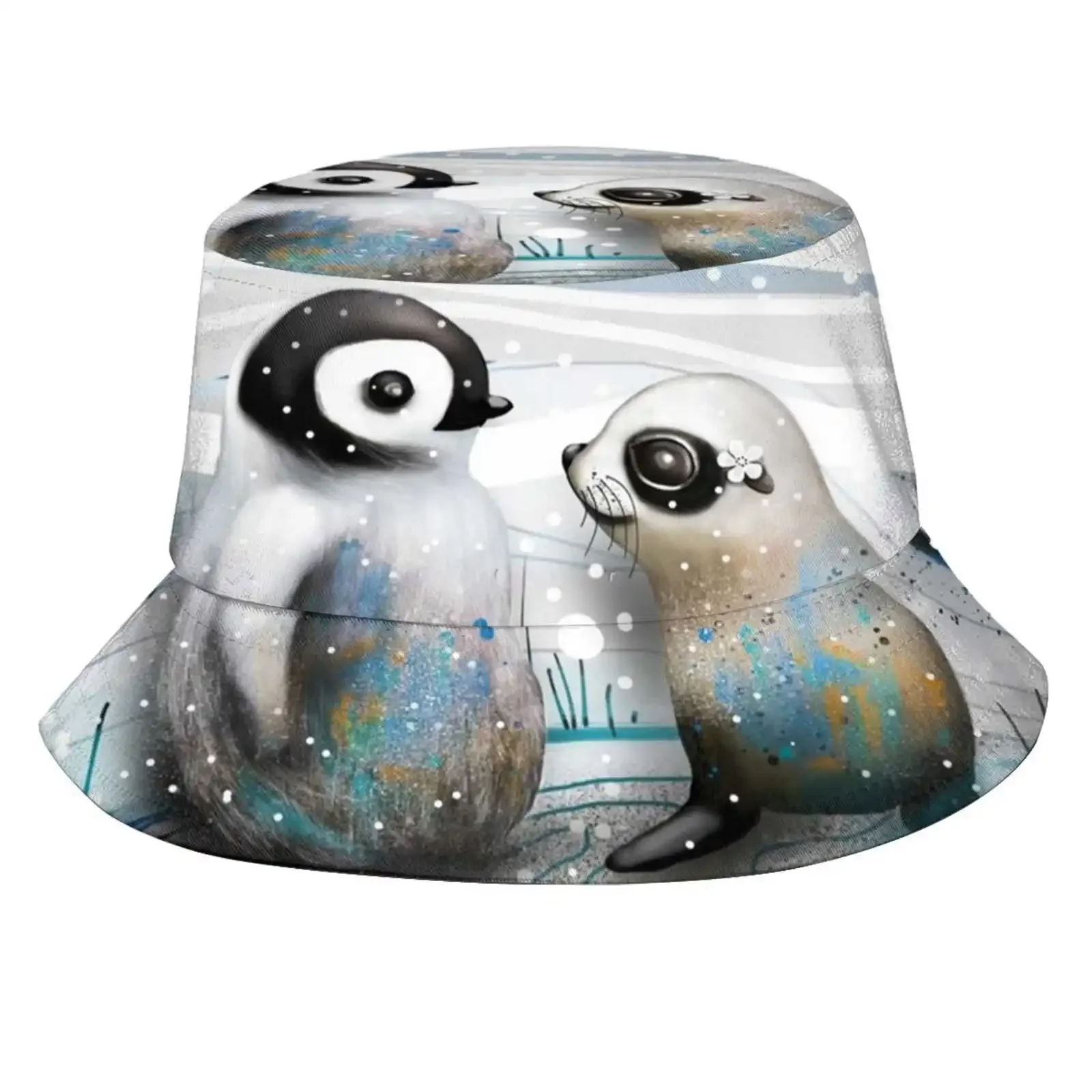 Penguin Chick And Seal Outdoor Sun Fishing Panama Hats Cute Penguin Chick And Seal Penguins Chicks Babies Fur Seals