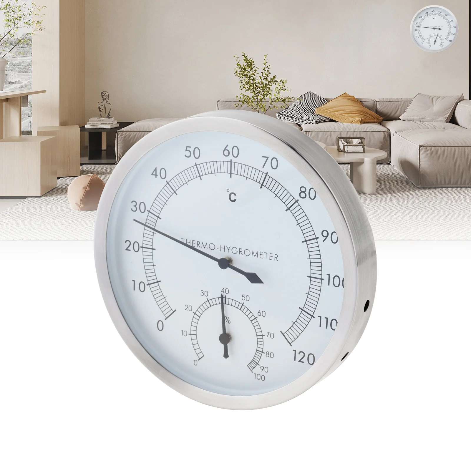 

Wireless Analog Thermometer Hygrometer for Garden Sauna Room Greenhouse Indoor Outdoor Round Dial Temperature Humidity Gauge