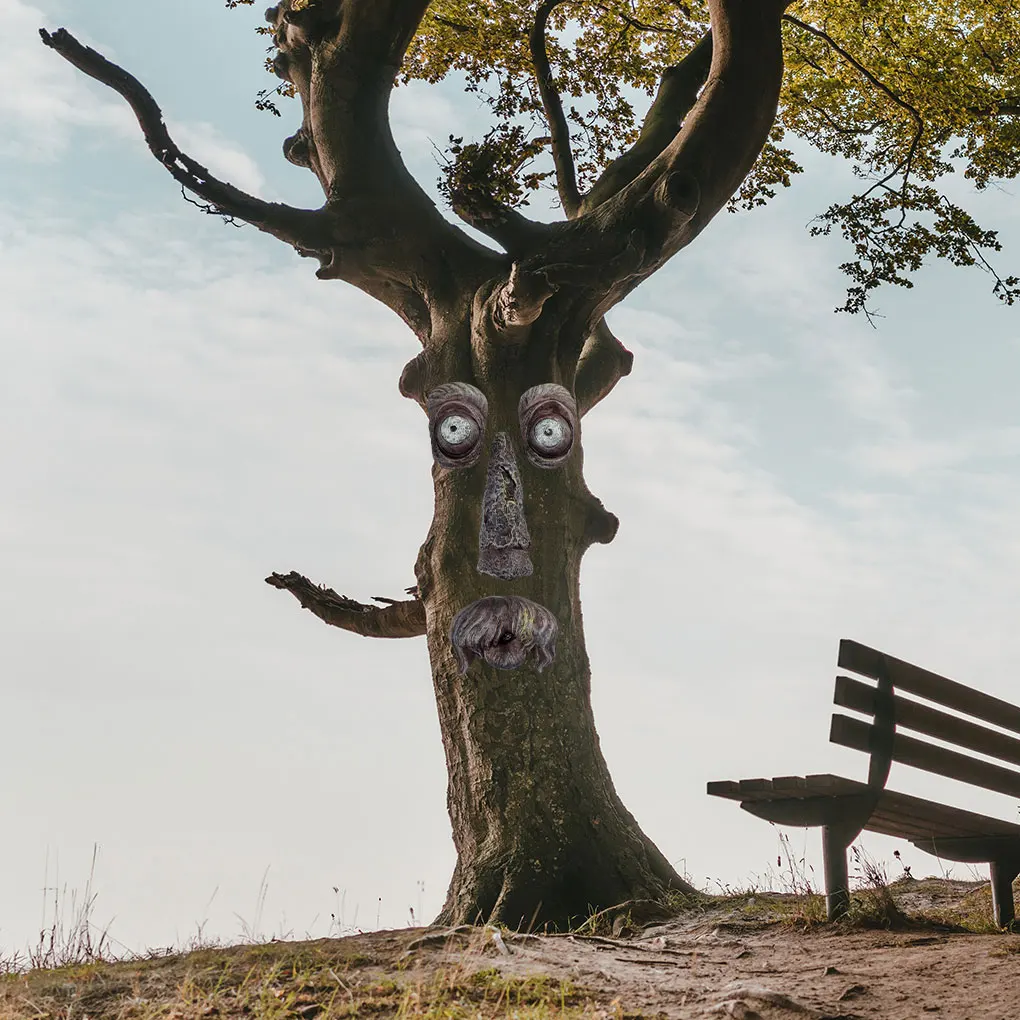 Bafat duch obličej pleťový funkce starý muž strom decorat ráhno umění dekorace monsters socha outdoorové DIY halloween ornamenty