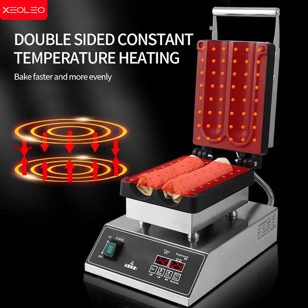 Xeoleo-焦げ付き防止デジタルラップトースター,ワッフルメーカー,1500W, 2個