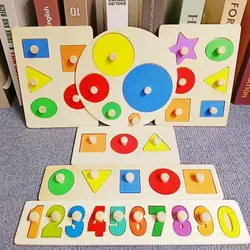 Montessori geometrische Form Holz puzzle 3d Hand greifen Brett Form passend kognitiven Kindern frühen Lernspiel zeug