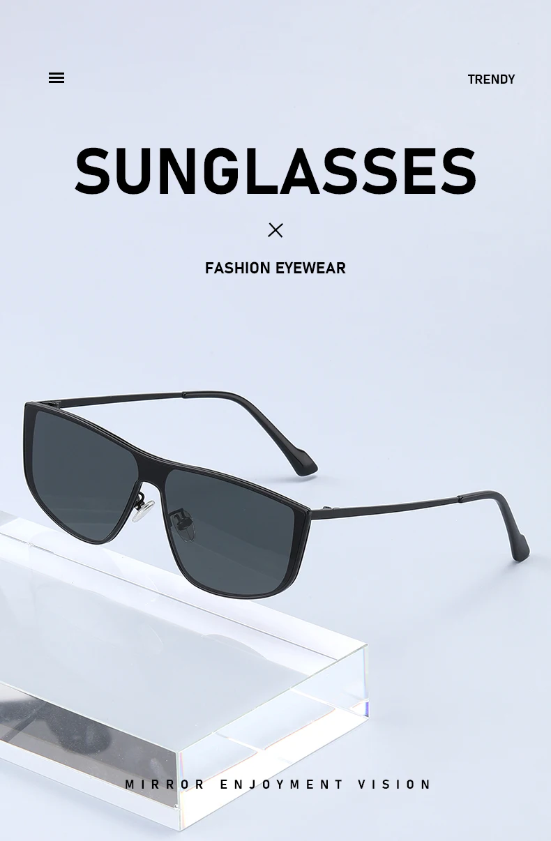 Einteilige Sonnenbrille mit Metallrahmen, modische und hochwertige Sonnenbrille für quadratische und runde Gesichter für Damen und Herren 2507 – Detail 3
