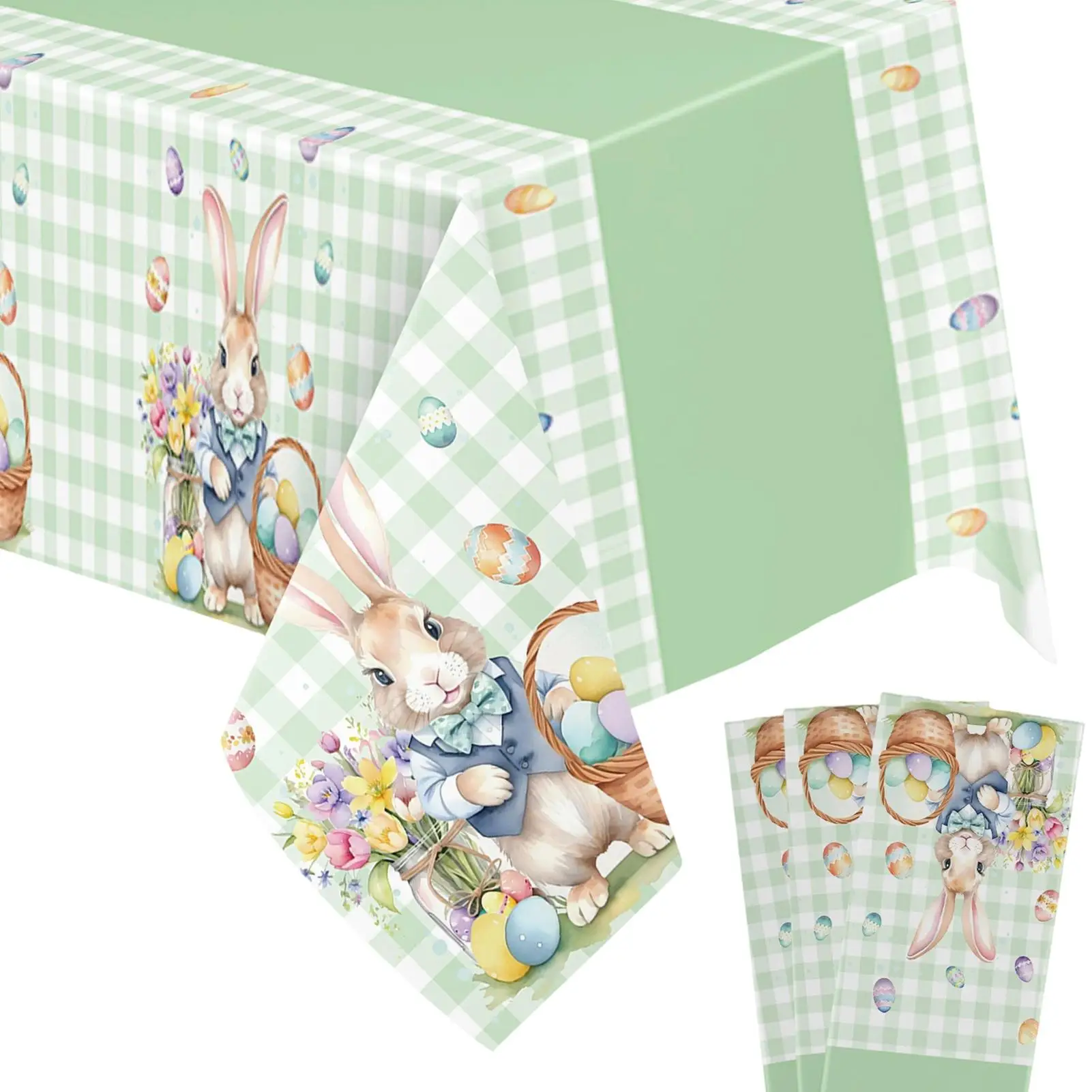 Colorful Easter Eggs Tablecloths disposable Spring Table Cover Rectangle Table Cover Decorations for Picnic Restaurant Kitchen