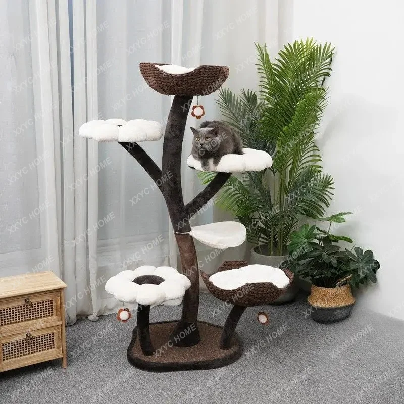 XXcat frame Flower cat climbing frame Large cat jumping table nest Integrated sisal grinding claws scratching column
