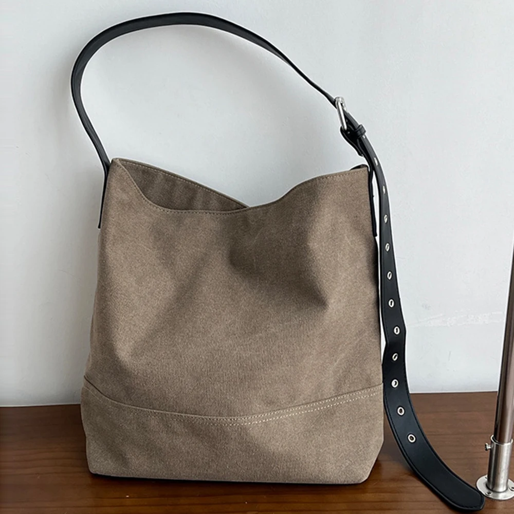 

Повседневная парусиновая сумка-ведро, НОВАЯ большая вместительная дорожная сумка на плечо для женщин, дизайнерская сумка через плечо, сумка 2025 года, кошелек для покупок