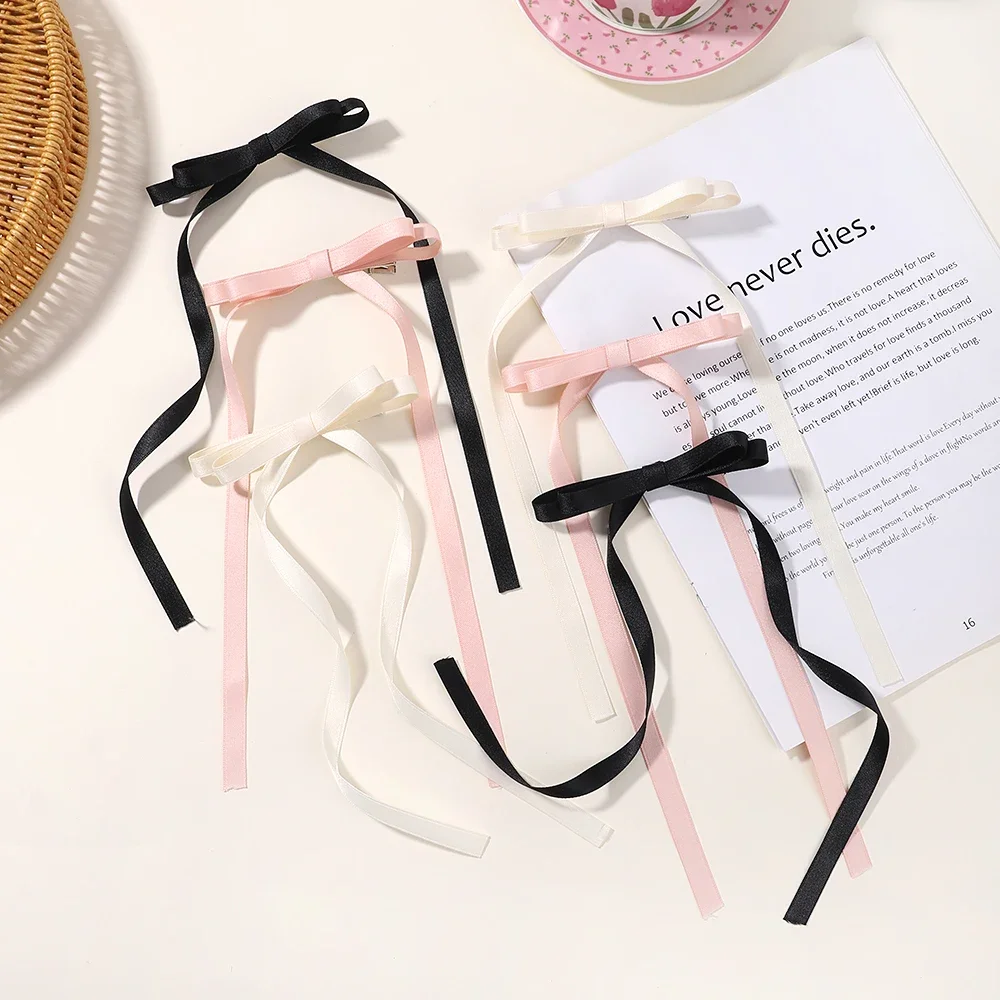 3Colors Bow Hair Band Korean Ribbon Long Tassel Hairpin Women Hair Accessories for Women Girls Christmas Party Hair Accessories