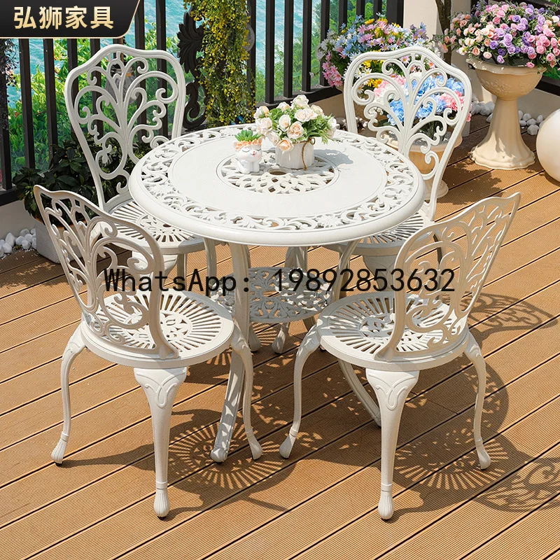 YFY Outdoor Cast Aluminum Balcony Table and Chair Set Leisure Outdoor Garden Open-Air Five-Piece Set Courtyard Cast Aluminum