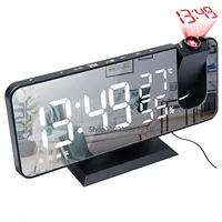 Radio LED Digital Smart Alarm Clock Watch Table Electronic Desktop Clocks USB Wake Up Clock with 180° Time Projector Snooze