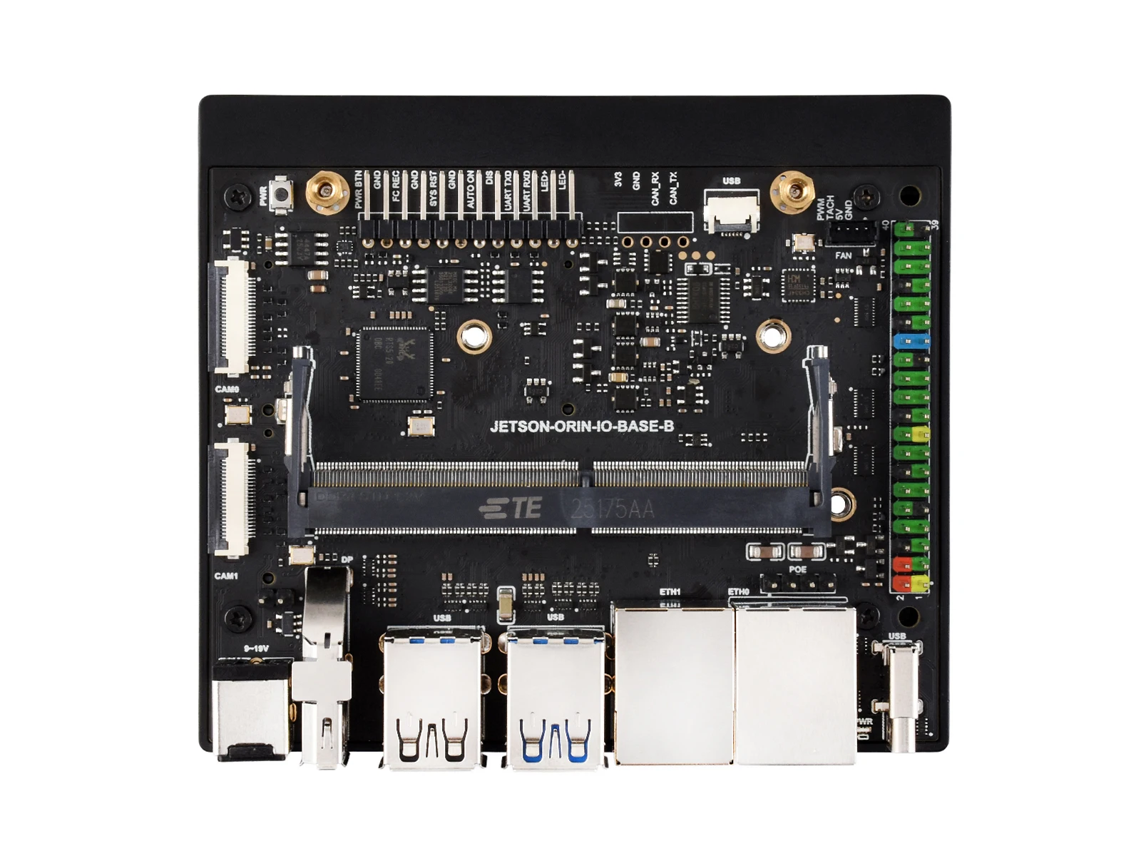 لوحة الناقل Jetson Orin Nano/NX IO Base B مع LAN مزدوج، Dual CSI، 7x USB، M.2 SSD ودعم WiFi لحوسبة AI Edge