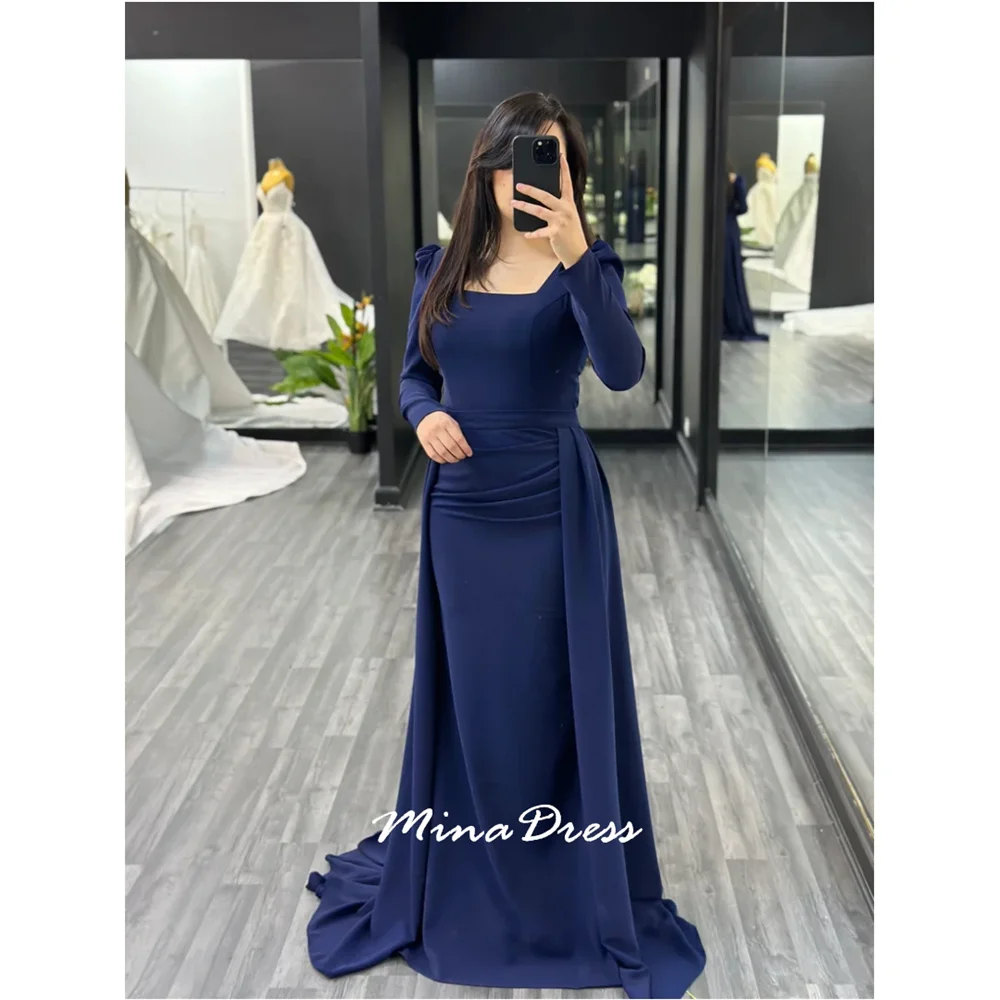 

Mina Customized Prom Dresses Luxury Women Evening Dress Long Sleeves Tail Elegant Party Dresses Woman Special Occasions Formal