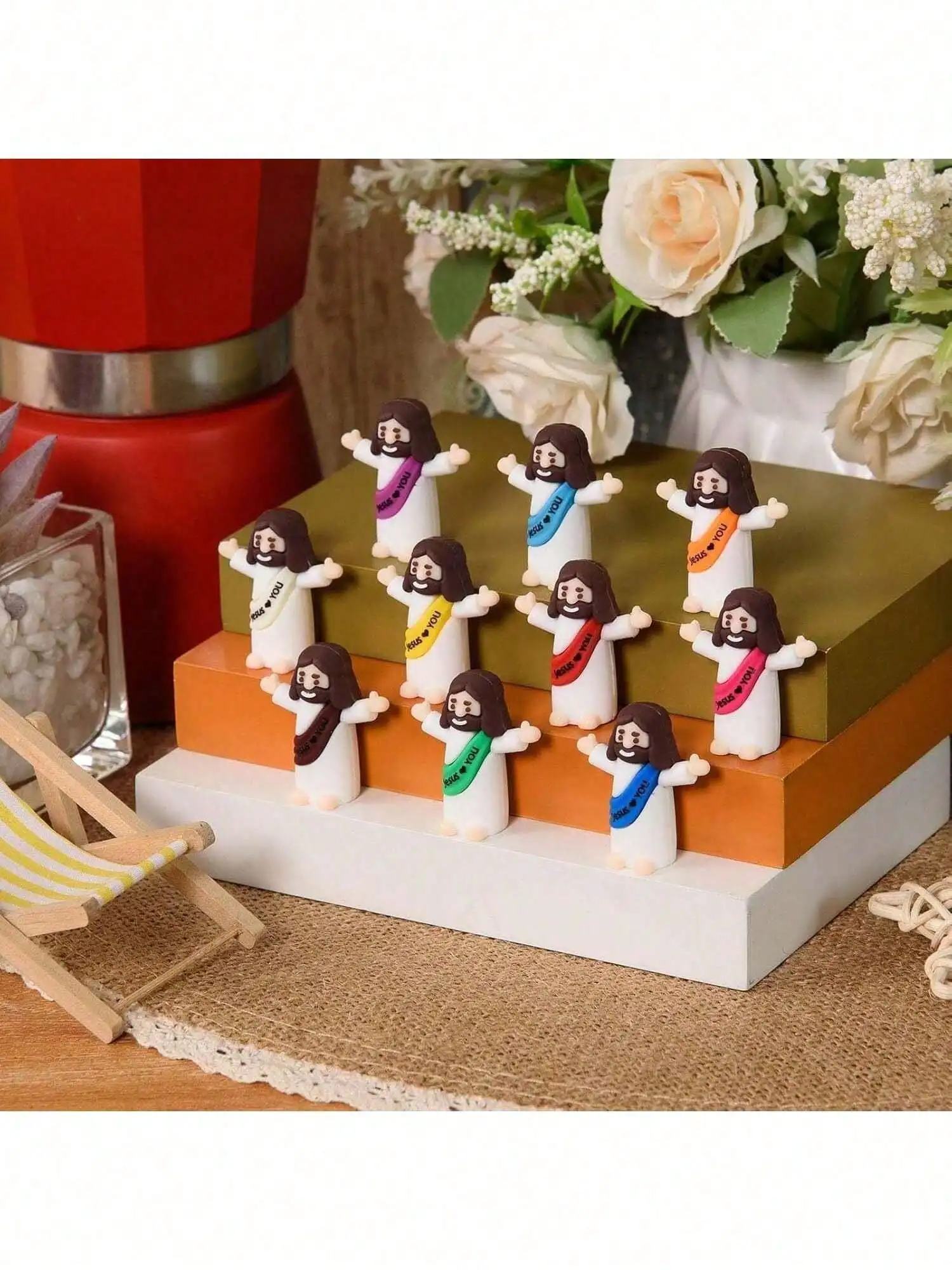 Mini Jesus Dolls for Hide and Seek, 1/30/100pcs Jesus Loves You Christian Toys, Sunday Party Favors (Random Colors) - Detail 1