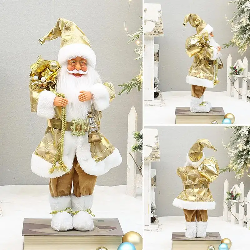 

Santa Claus Standing Figurine Christmas Golden Santa Ornament 18 Inches Santa Claus Decorations Collectible Figurine For Home