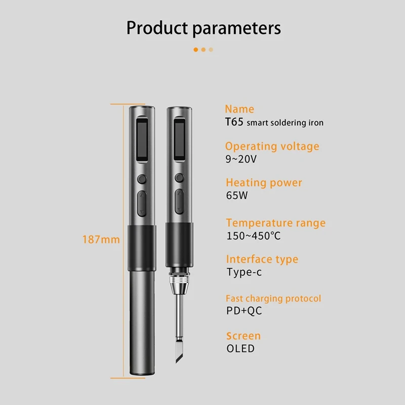 PD65W Electric Soldering Iron Adjustable Constant Temperature Compatible With T65/SH72/GD300/HS-01