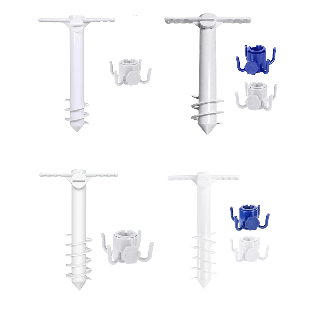 

3/5 Spin Beach Umbrella Stand with Hook Inserts Spiral Umbrella Plug Windproof Umbrella Ground Anchor Outdoor Travel Accessories