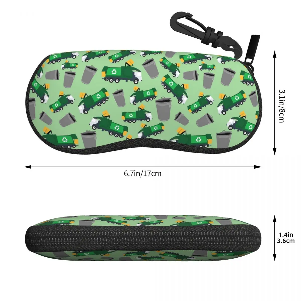 Recycling Garbage Truck Pattern Shell Glasses Case Portable Sunglasses Box Women Men Soft Eyeglass Bag Pouch