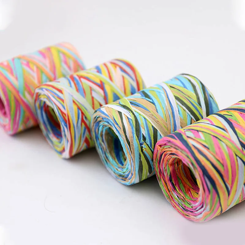 80m/6 Ply/Roll Hemp Rope DIY Wedding Decor Ribbon Cord Supplies Multicolor Gifts Bouquet Packing Rope Raffia Paper Rope Creative