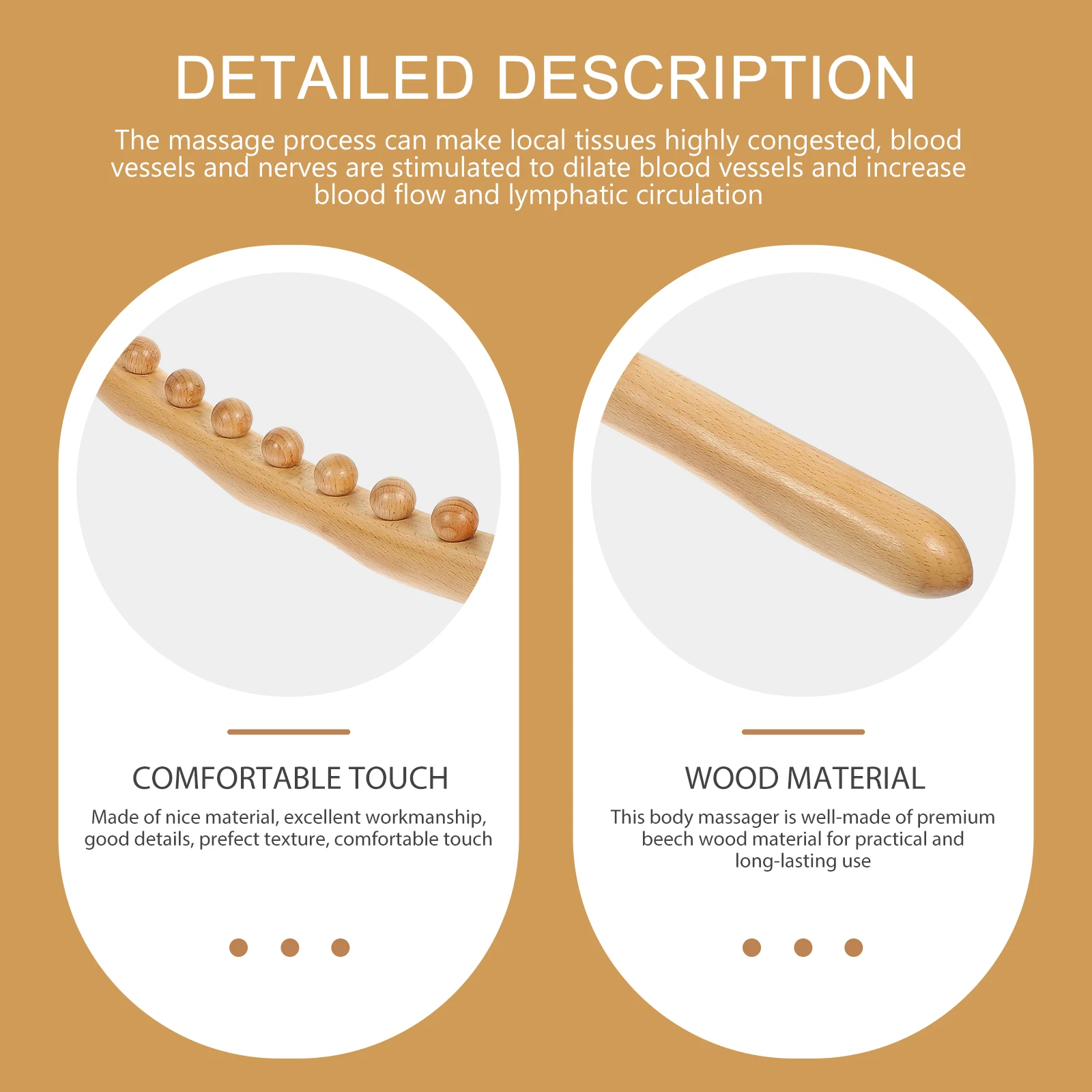 

Wood Body Massager Stick Manual Beech Wood Multi Functional Therapy Tool for Muscle Massage and Blood Flow Massage Stick