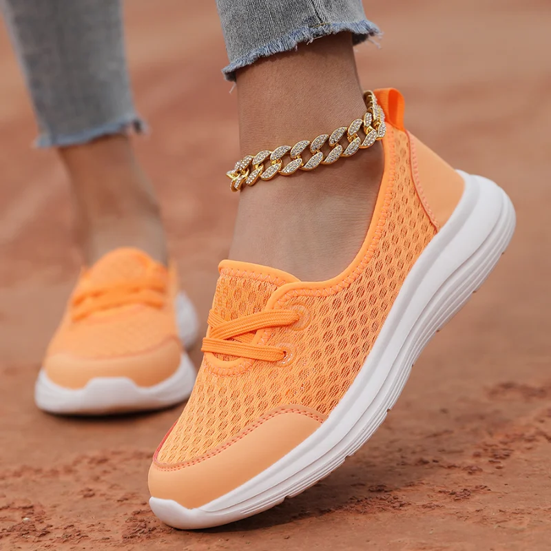 Woman Mesh Breathable Knitting Sneakers Women Lightweight Non Slip Ladies Running Shoes Wedges Slip on Casual Shoes Plus Size 42