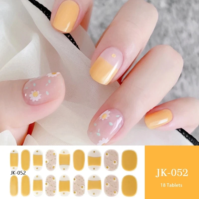 16/18/20Tips Semi Cured Nail Gel Strips Adhesive Full Cover Stickers for Nails UV Lamp Need Press On Nails Fashion Manicure