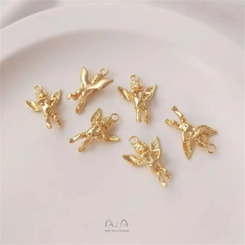 14K Gold-clad, Copper-plated and Gold-plated Three-dimensional Angel Pendant Diy Necklace Jewelry Accessories K144