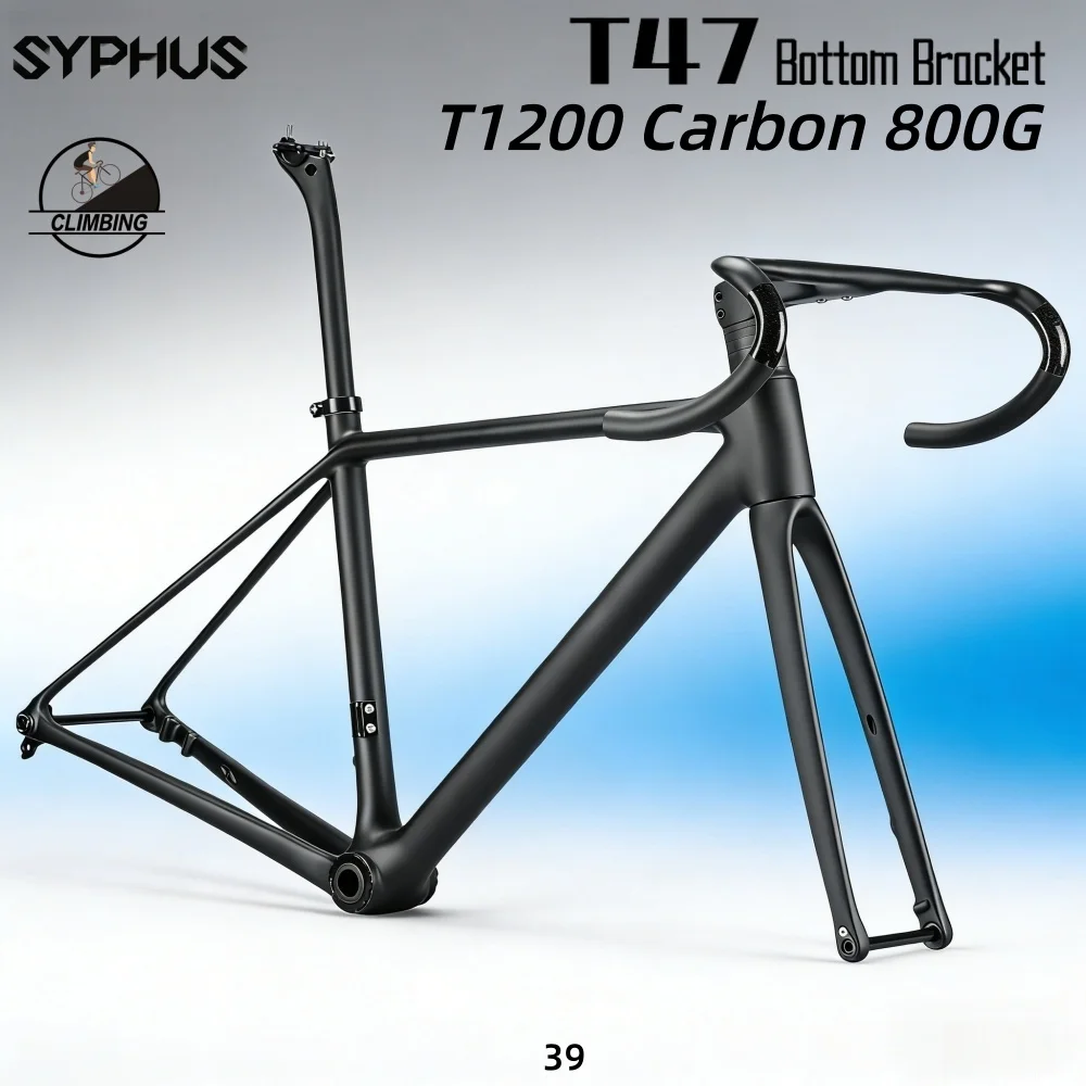 

Syphus T1200 Carbon Road Bicycle Disc Brake Frame T47 Road Bike Frame 142*12mm Carbon Road Bike Frameset Road Bike