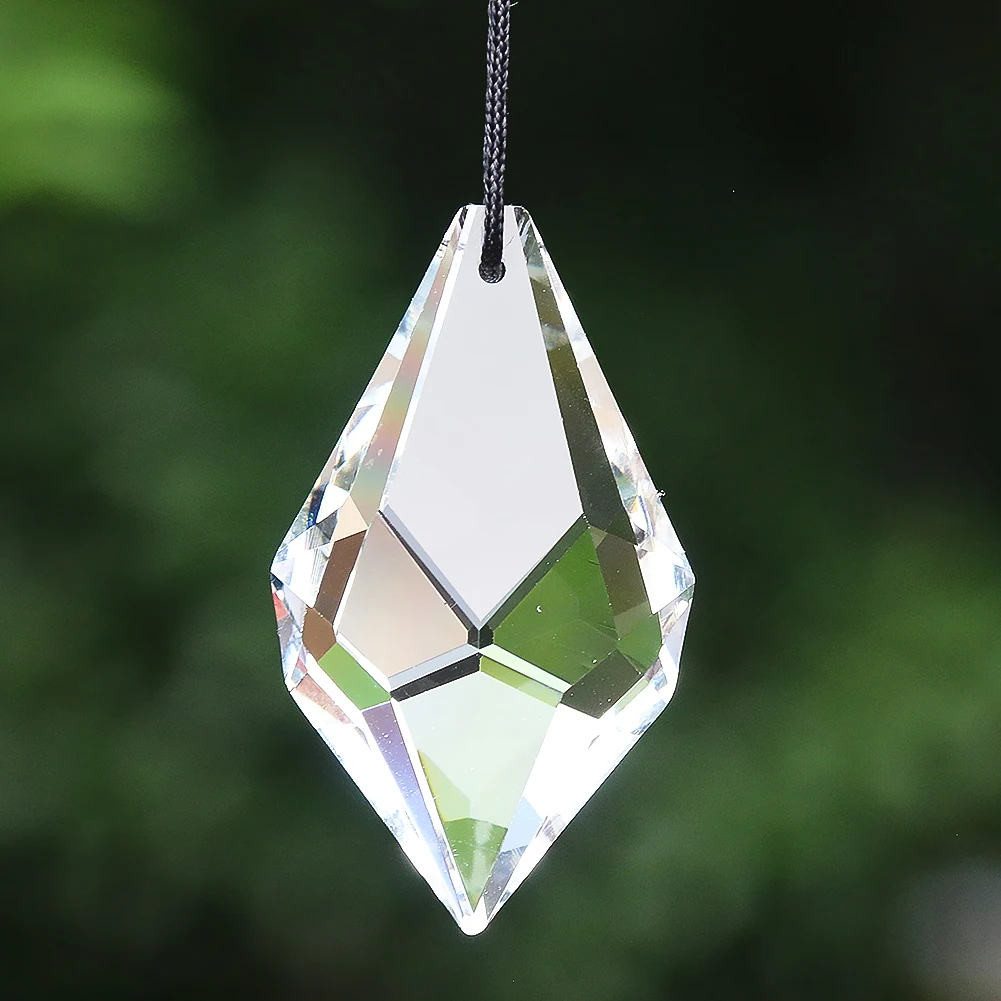 2pcs 50mm Clear Crystal Arrowhead Prism Charm Faceted Glass Craft Window Hanging Home Lamp Part Suncatcher Bird Repeller Pendant