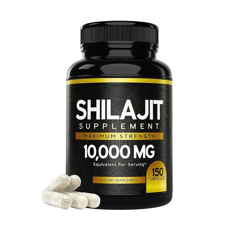 

A bottle of organic Shilajit capsules helps with memory and energy supplementation, promoting hormone balance