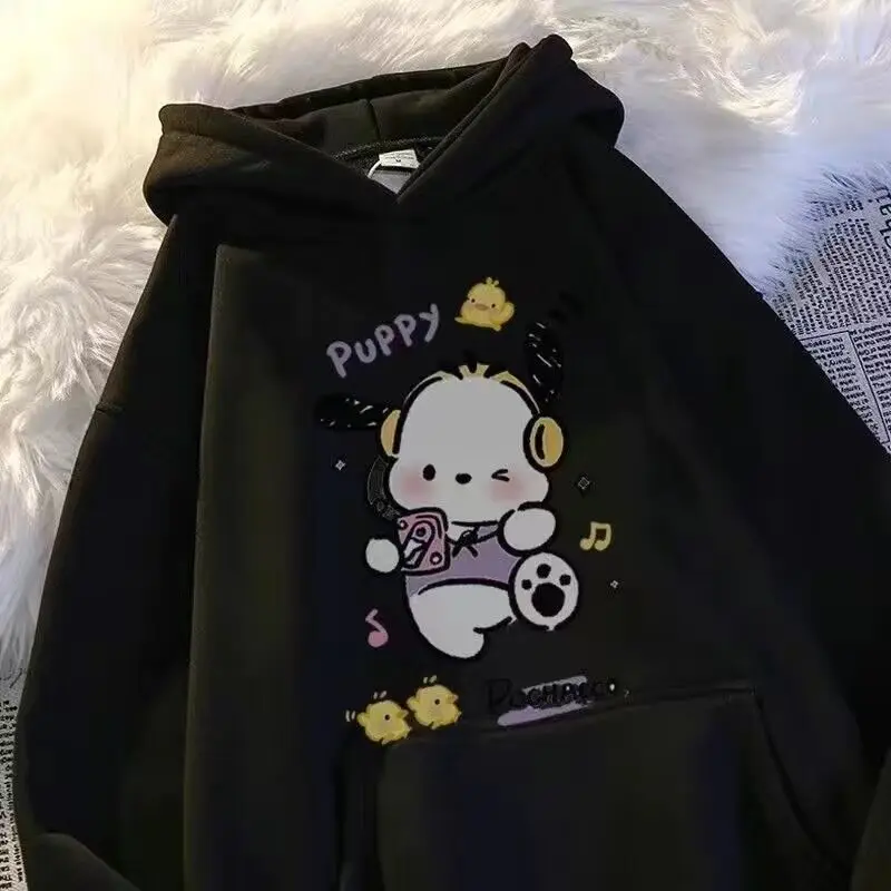 Japanese Sanrio Pochacco Printed Hoodie Couple Fashion Versatile Sweatshirt Streetwear Women Aesthetic Y2k Top Sweatshirt Hoodie