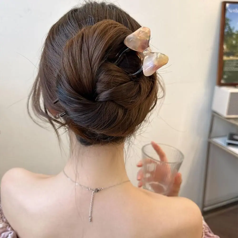 ปิ่นปักผมรูปโบว์รูปตัวยูหรูหราสำหรับผู้หญิงหญิงสาวผมทรงเรขาคณิต