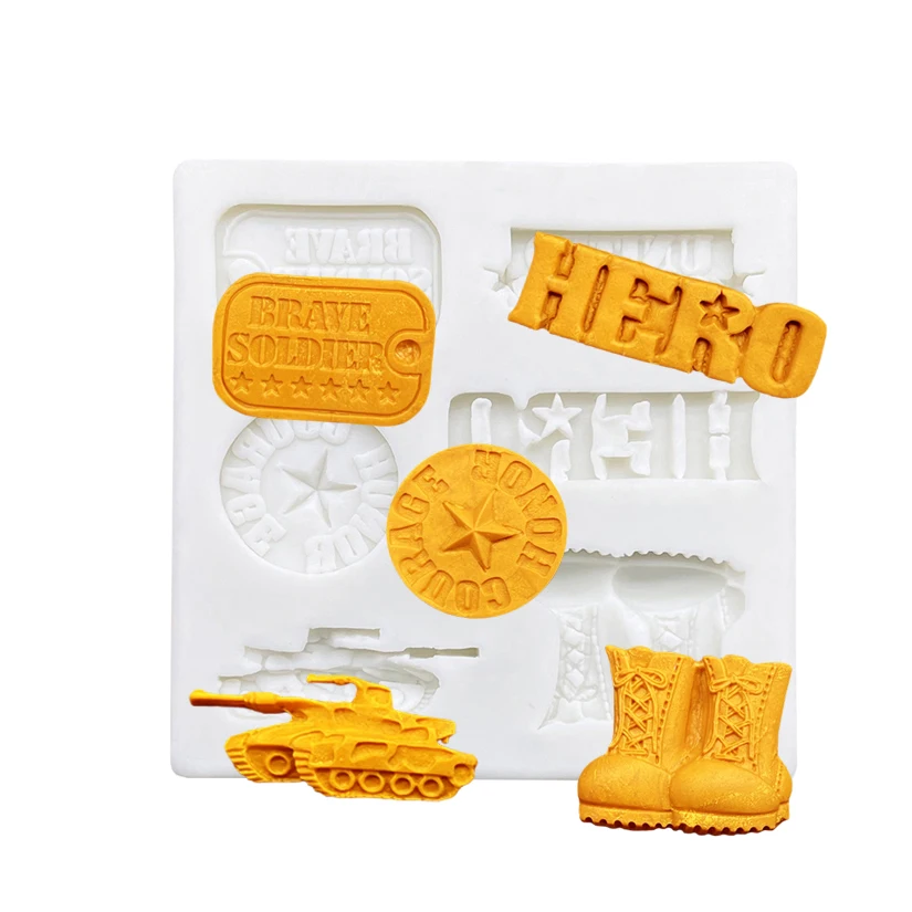 Tank Military Boots Medal Shape Silicone Sugarcraft Mold Fondant Cake Decorating Tools Baking Mold