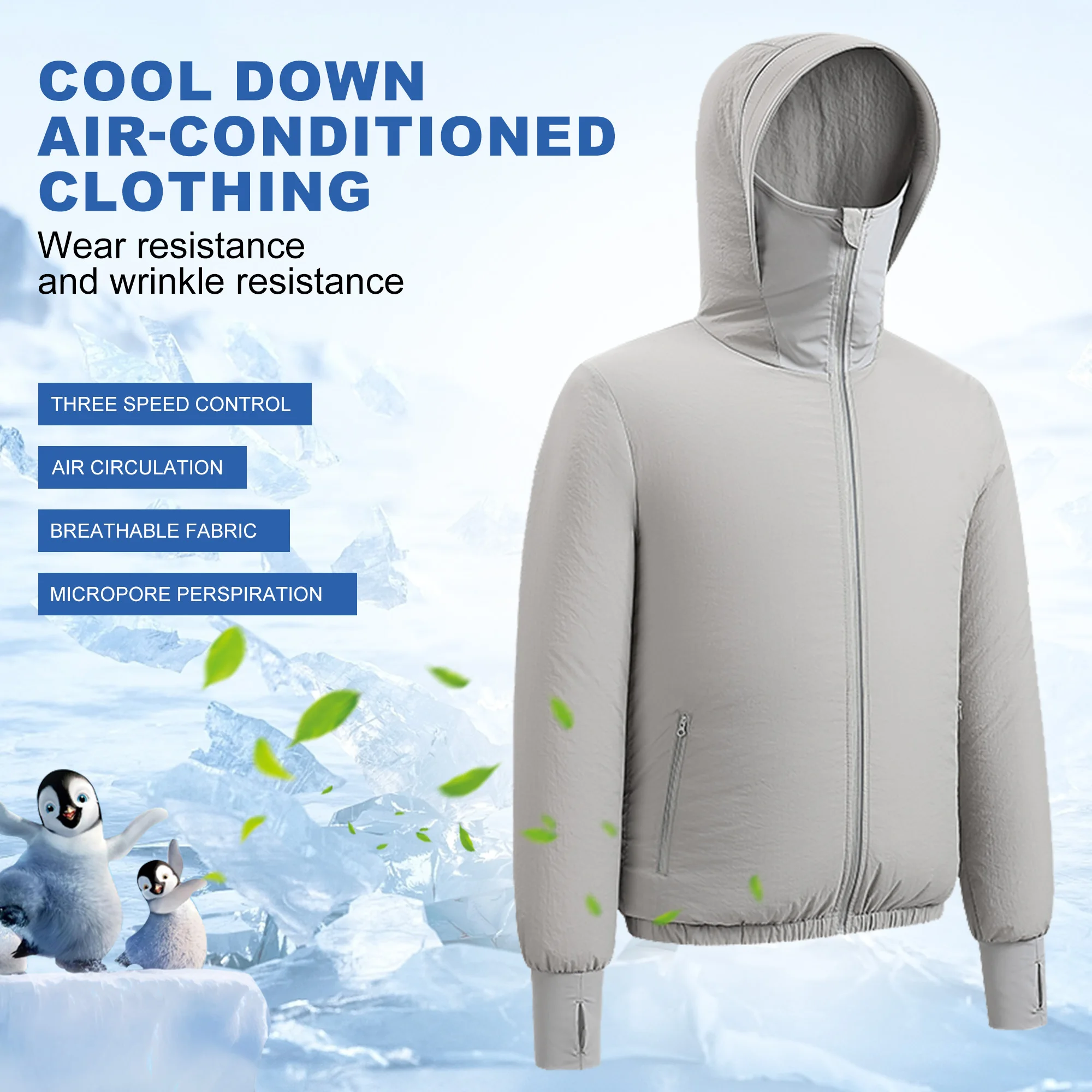 Electric fan jacket 3 speed control long sleeve Cooling jacket Quick dry cooling fan jacket Temperature Work Sunscreen clothing