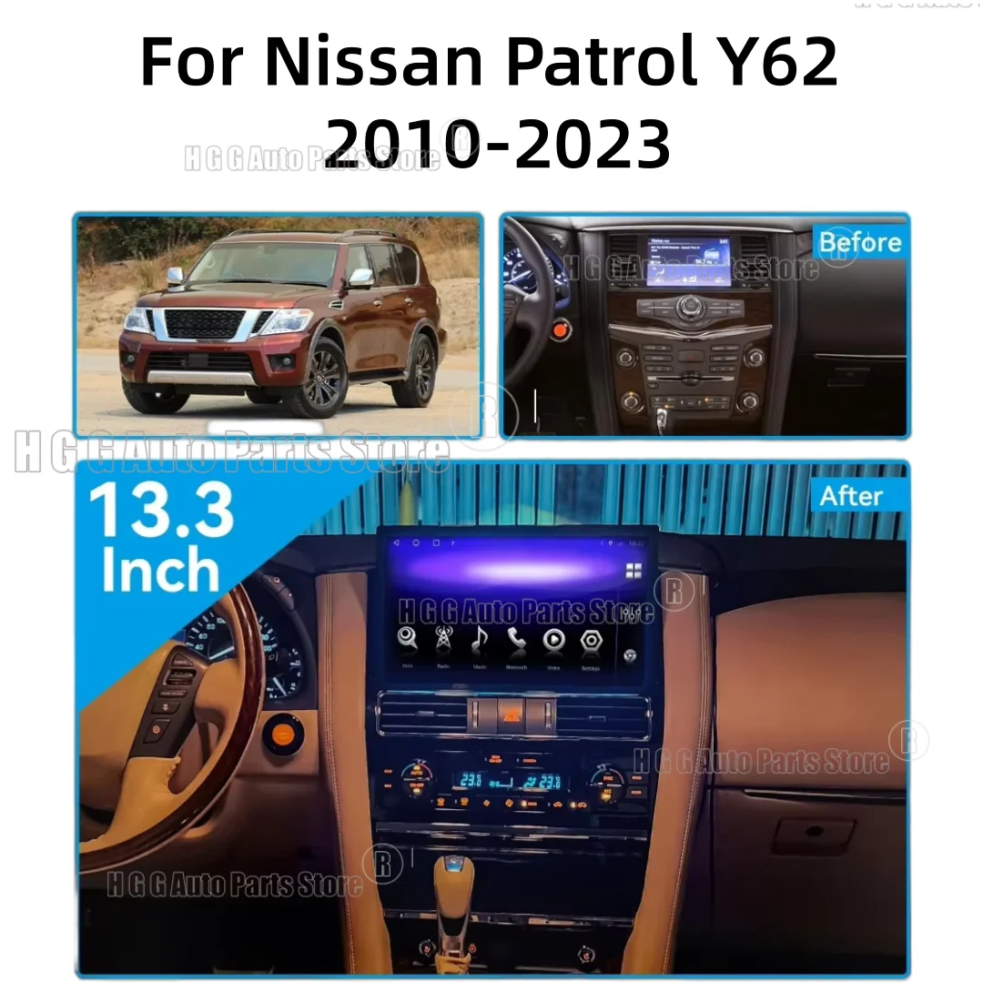 Carplay 8+256GB Android 13 Car Radio For Nissan Armada Y62 Patrol QX80 QX56 2010-2023 GPS Navigation Bluetooth Multimedia Player