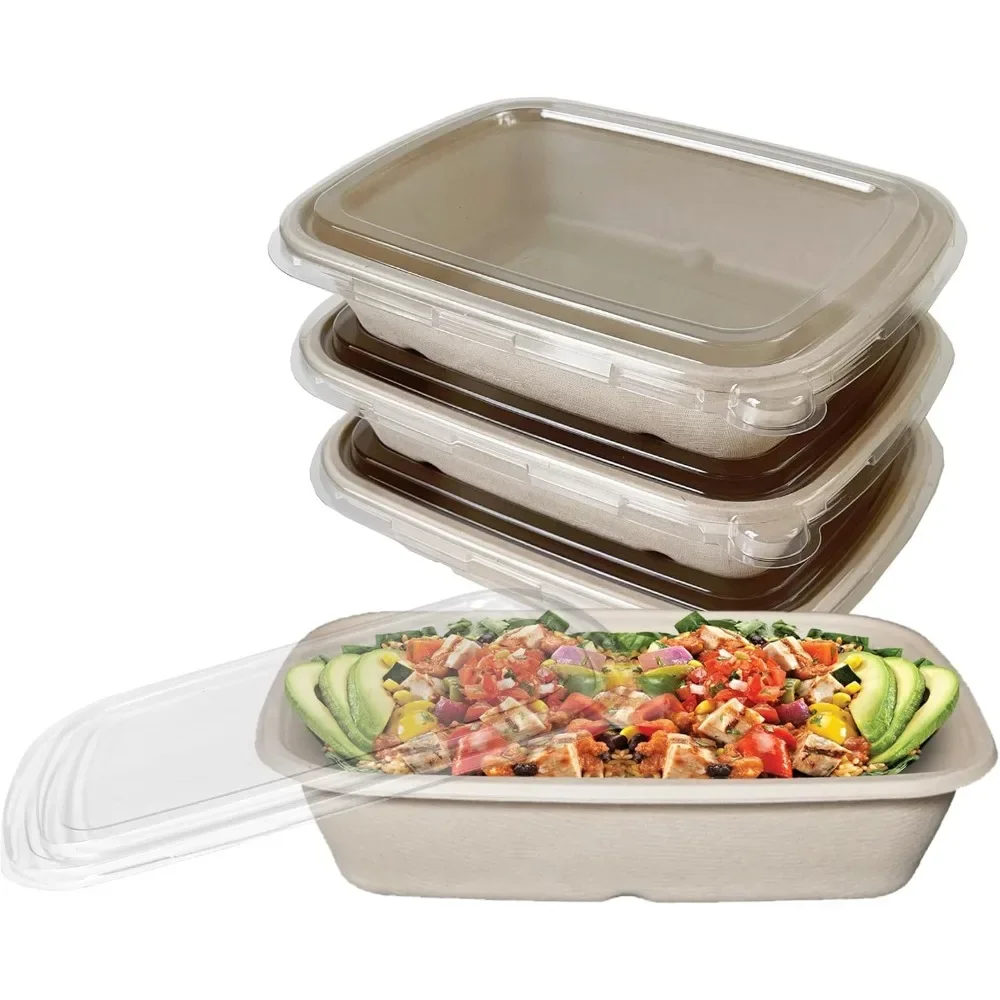 (500 PACK) 29oz Disposable Bowls with Clear Lids-Out Food Storage Containers, Microwave Safe, Meal Prep, Disposable Tableware