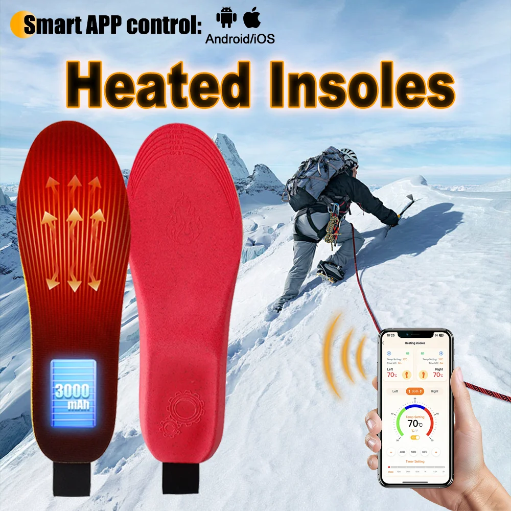 

USB-стельки с подогревом и управлением через приложение, электрические грелки для ног для зимы и активного отдыха, регулируемая температура, грелки для обуви