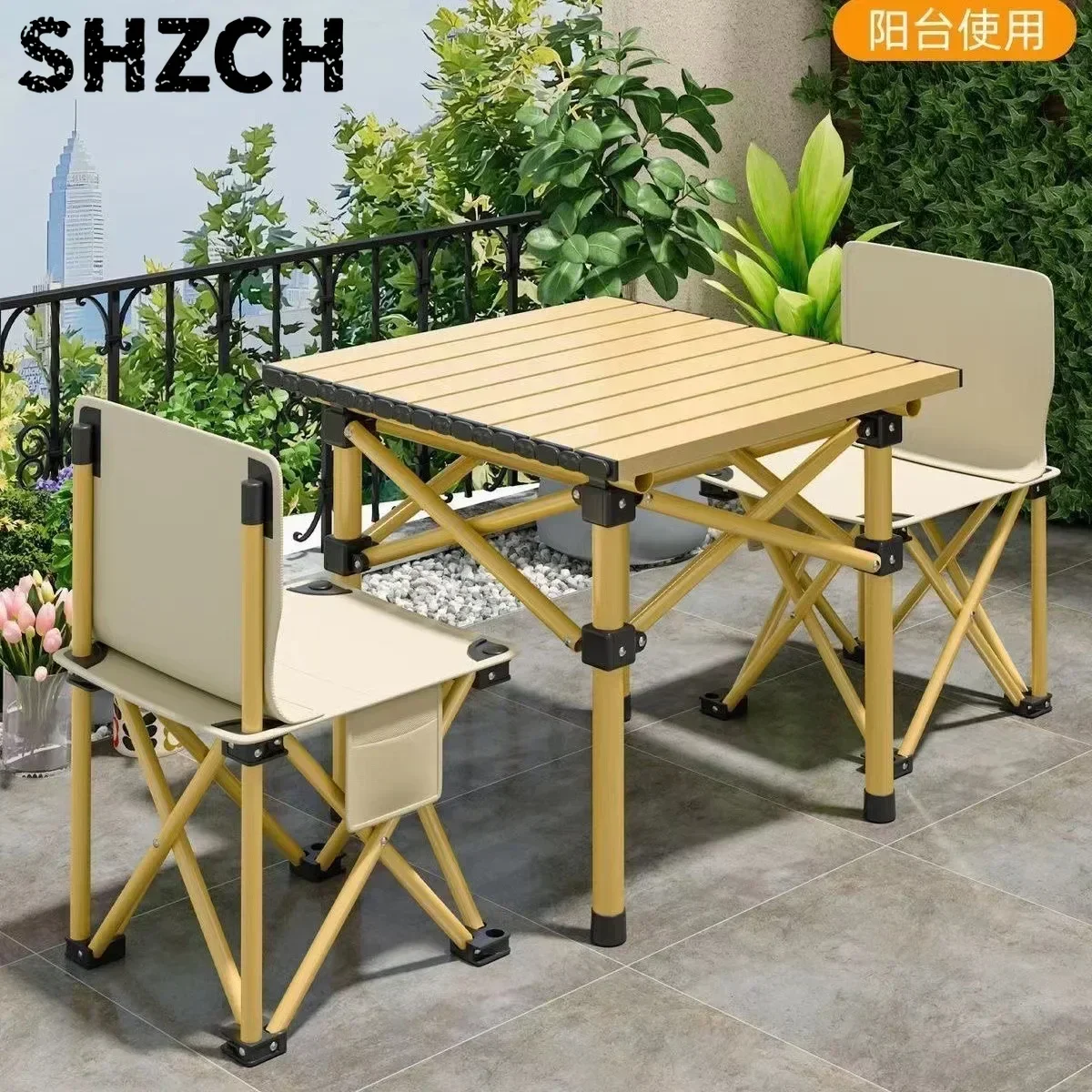Juego de mesa y sillas para exteriores, mesa plegable portátil, Picnic y silla, barbacoa autónoma, rollo de huevo, Camping y sil