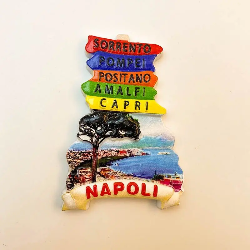 

Naples Creative Scenery Tourist Souvenir Fridge Magnet 3D Resin Strong Magnetic Street Sign Decoration Personalized