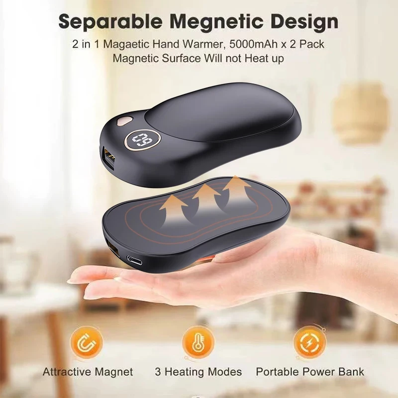 Xiaomi Hand Warmer 2-piece Set Double-sided Heating Long-lasting Heat Preservation Large Capacity Power Bank Hand Warmer 2 In 1