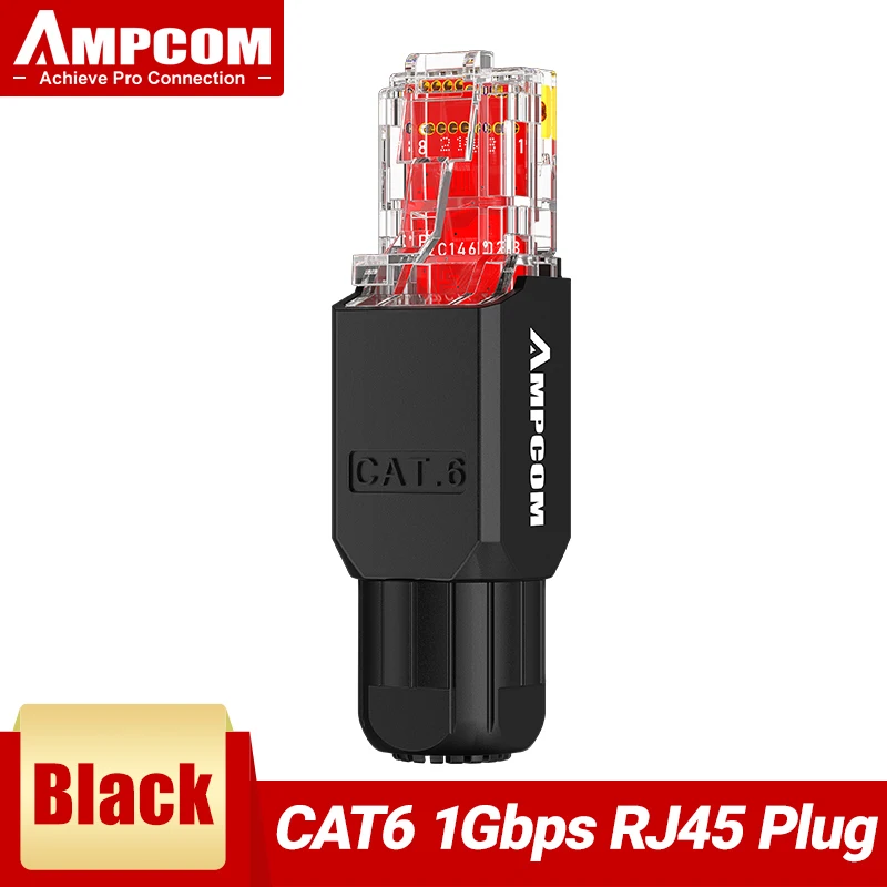 AMPCOM Werkzeugfreier RJ45-Stecker, kein Crimpwerkzeug weniger UTP 1000 Mbit/s CAT6/CAT6A Modularstecker für verseiltes Solid-LAN-Ethernet-Kabel