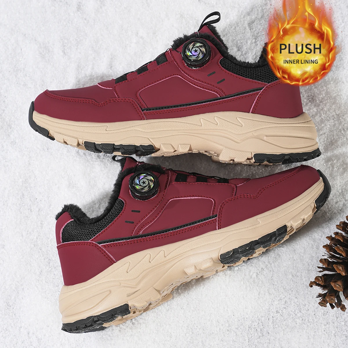Herren-Sportschuhe in großen Größen mit Plüsch-Innenfutter, Outdoor-Wanderschuhe, bequeme, lässige, modische Trainingsschuhe für Paare – Detail 16