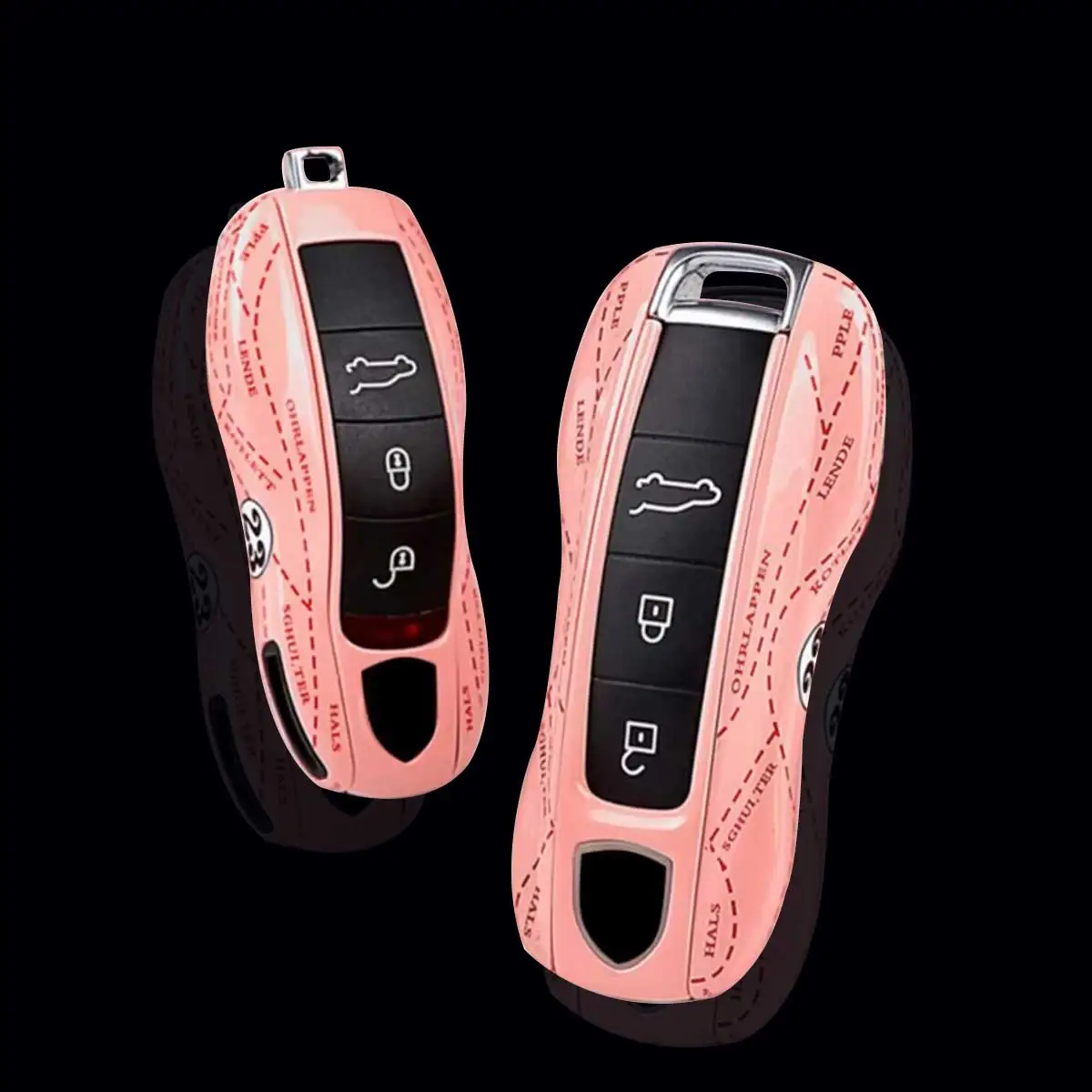 Sleutelhanger Hoes Premium Autosleutelhoes Roze Varkensuitgave Livery Shell Voor Porsche 911 Cayenne Panamera Macan