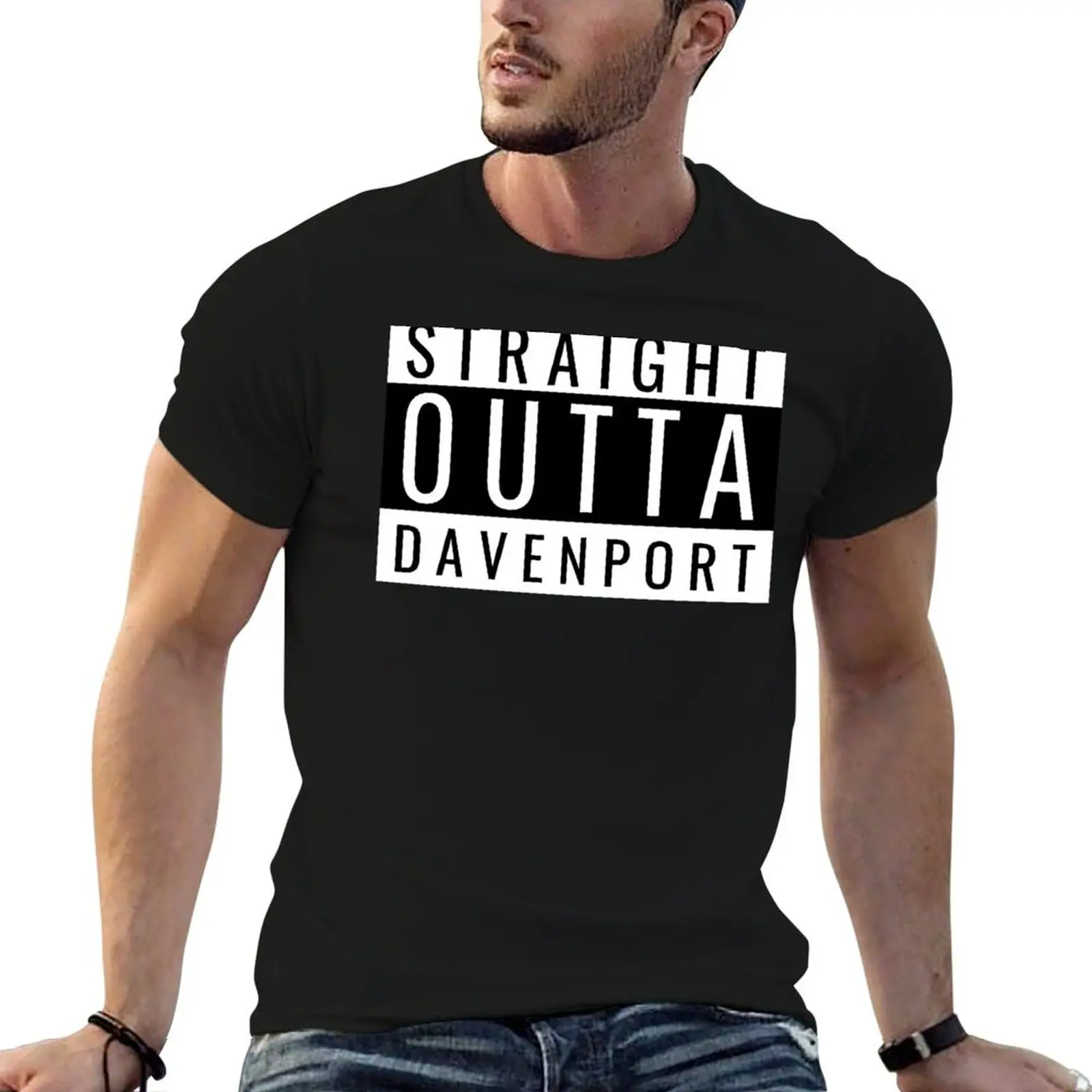 Straight Outta Davenport T-Shirt t shirts for man graphic funny t shirt man cotton T-Shirt