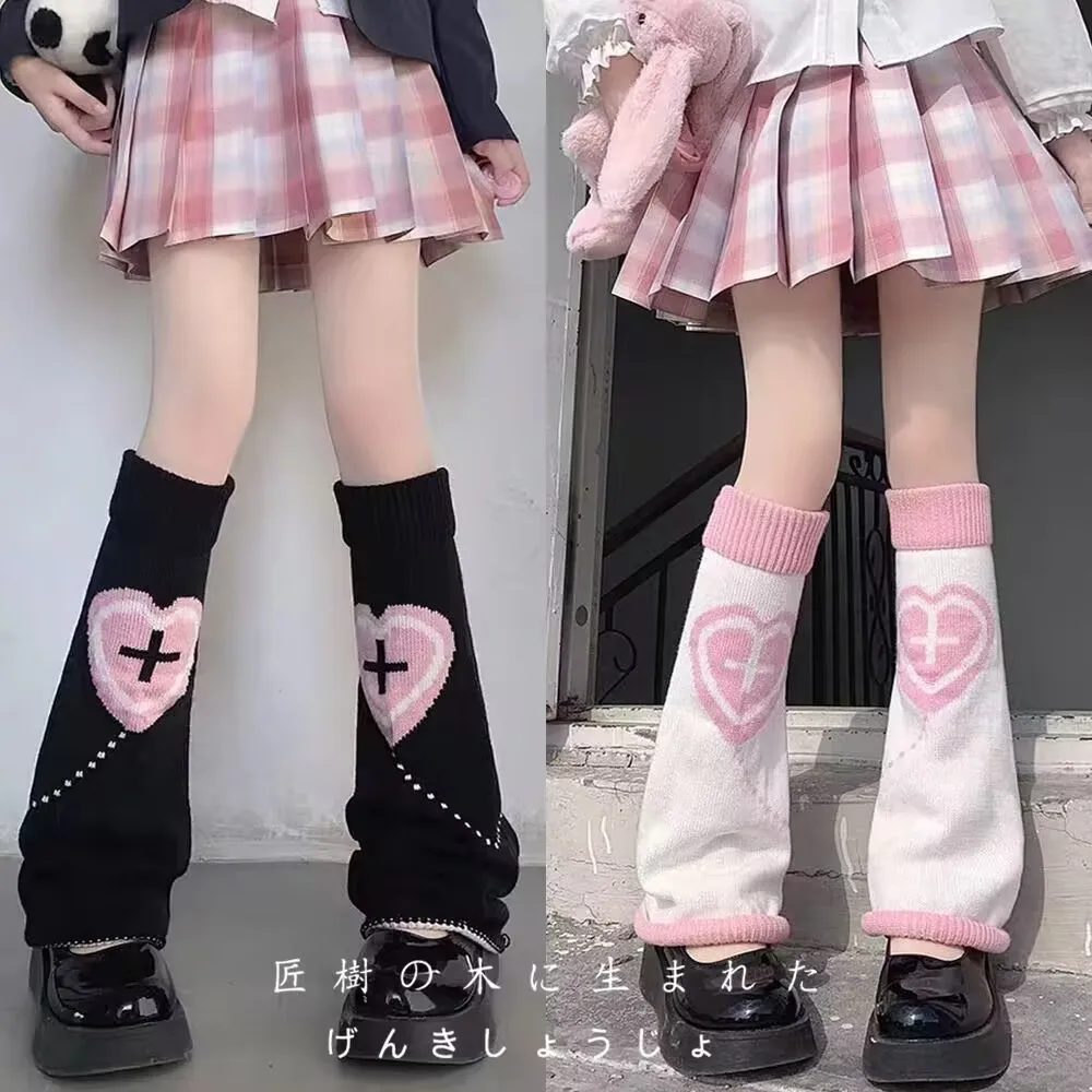 Harajuku Gothic Horn Lolita Leg Warmer JK Student CuteKnee Length Flare Socks Knitwear Leg Warmers Slouch Socks Y2k Accessories